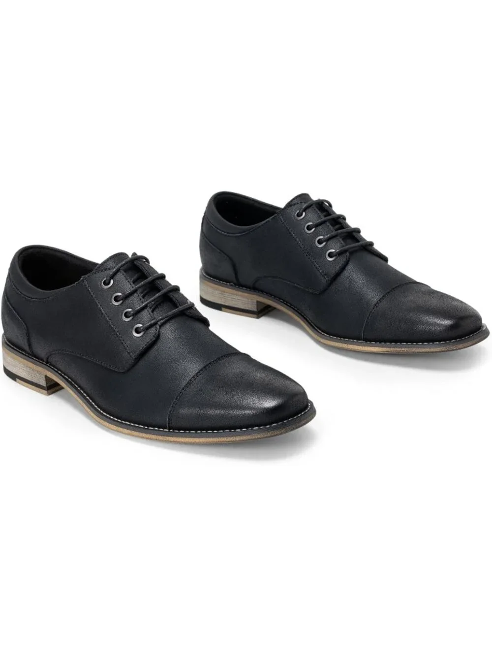 Men's Black Leather Classic Plain Toe Lace Up Business Oxford Dress Causal Shoes